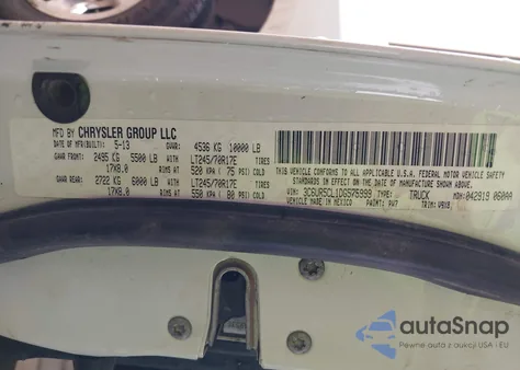 2013 Ram 2500 Tradesman from USA, damaged, VIN 3C6UR5CL1DG575999